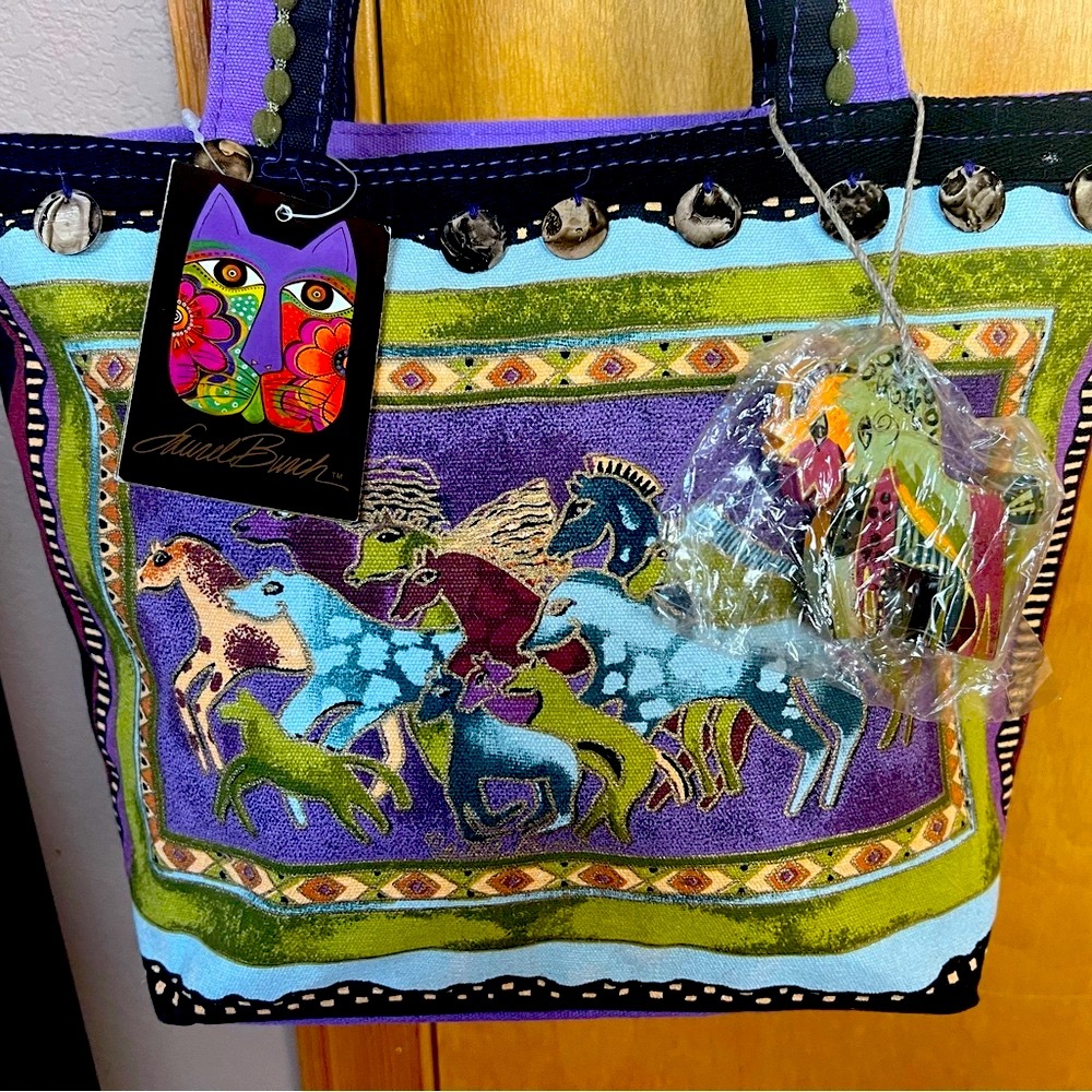 Laurel Burch Artistic Purple and Black Tote - Picture 2 of 10